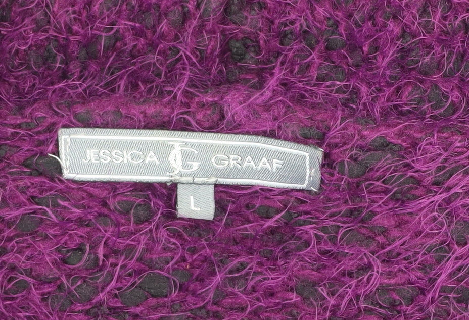 Jessica Graaf Women's Purple Open-Knit Long Sleeve Cardigan L