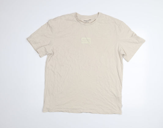 Jack & Jones Men’s Beige XL Short Sleeve Cotton Crew Neck T-Shirt