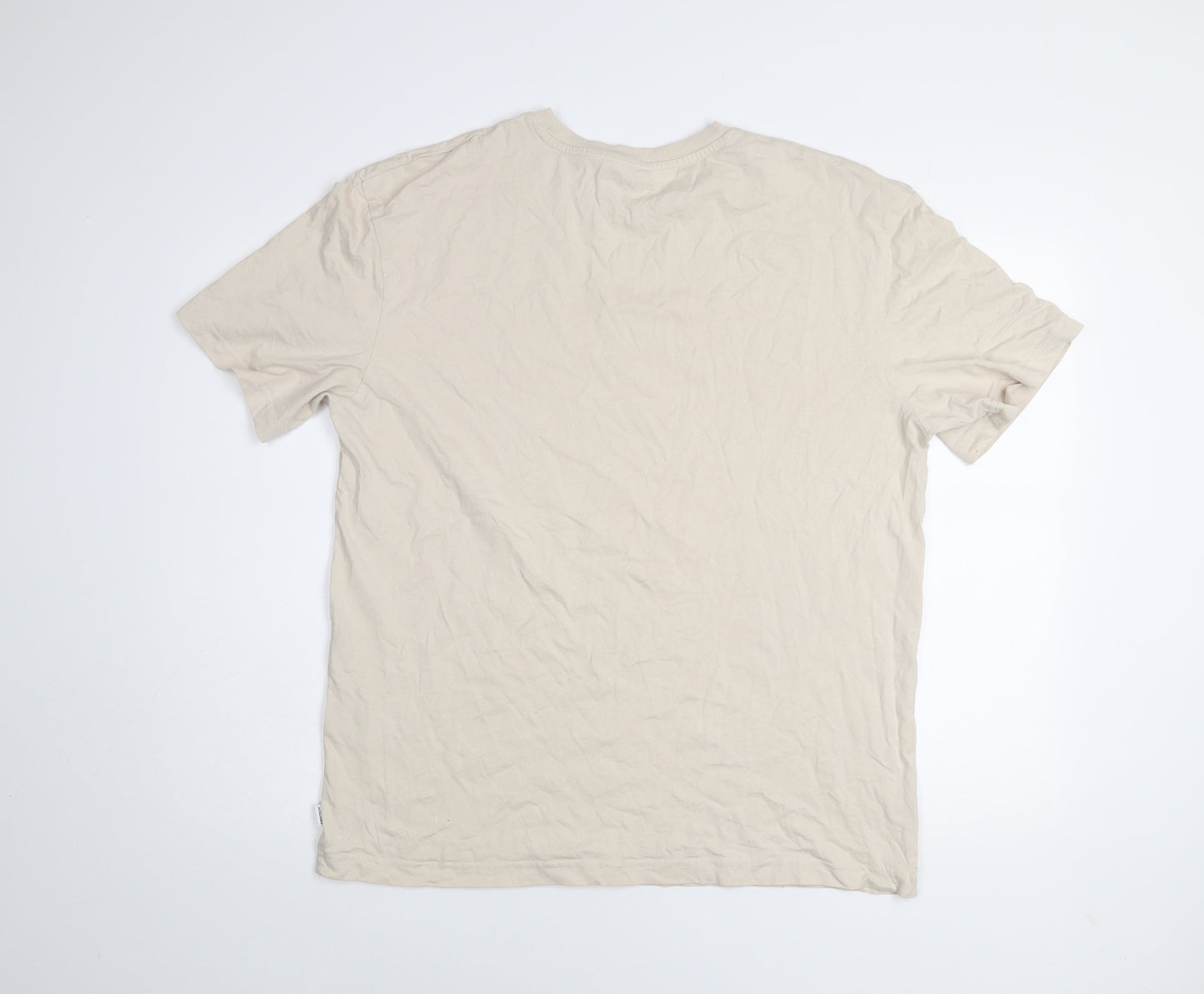 Jack & Jones Men’s Beige XL Short Sleeve Cotton Crew Neck T-Shirt