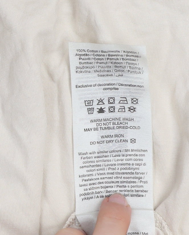 Jack & Jones Men’s Beige XL Short Sleeve Cotton Crew Neck T-Shirt