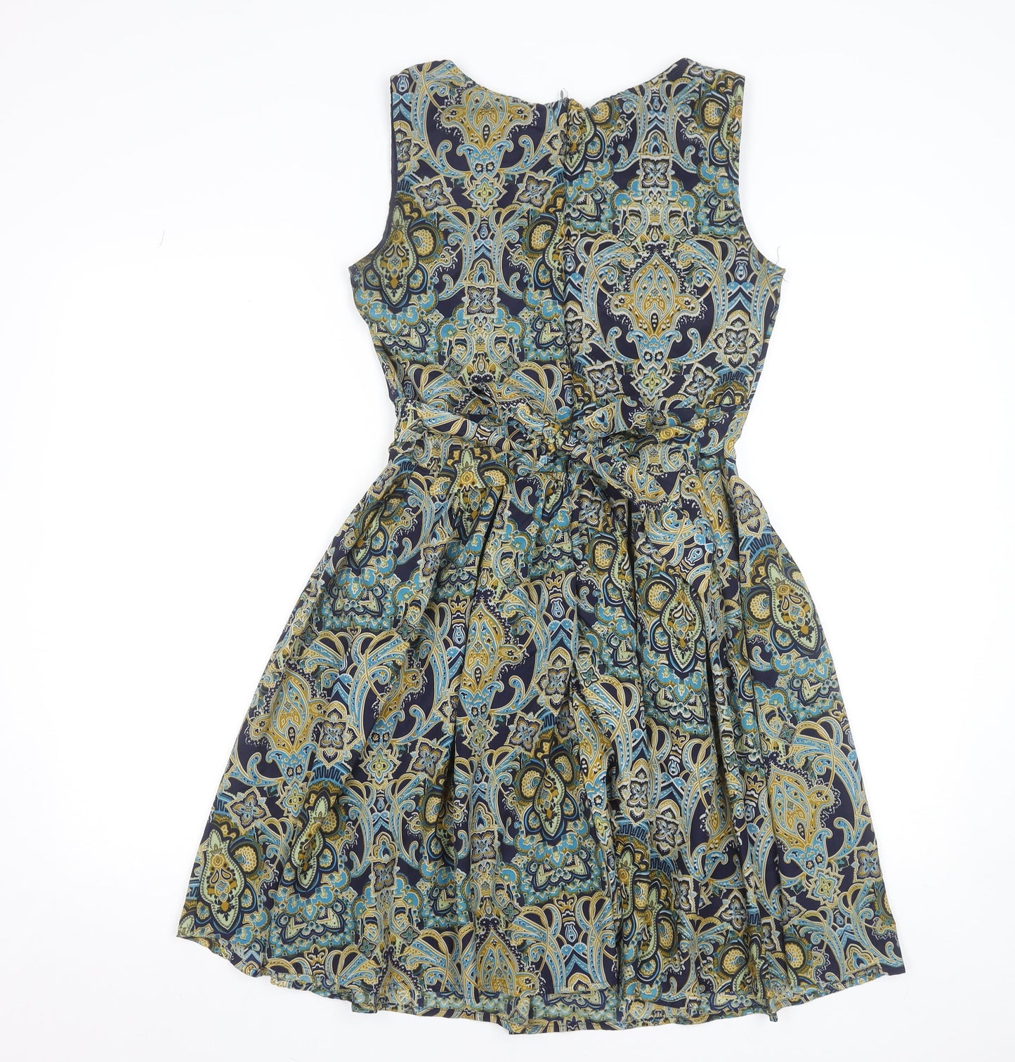 G. Lungta London Women's Multicoloured Paisley Fit & Flare Cotton Dress S