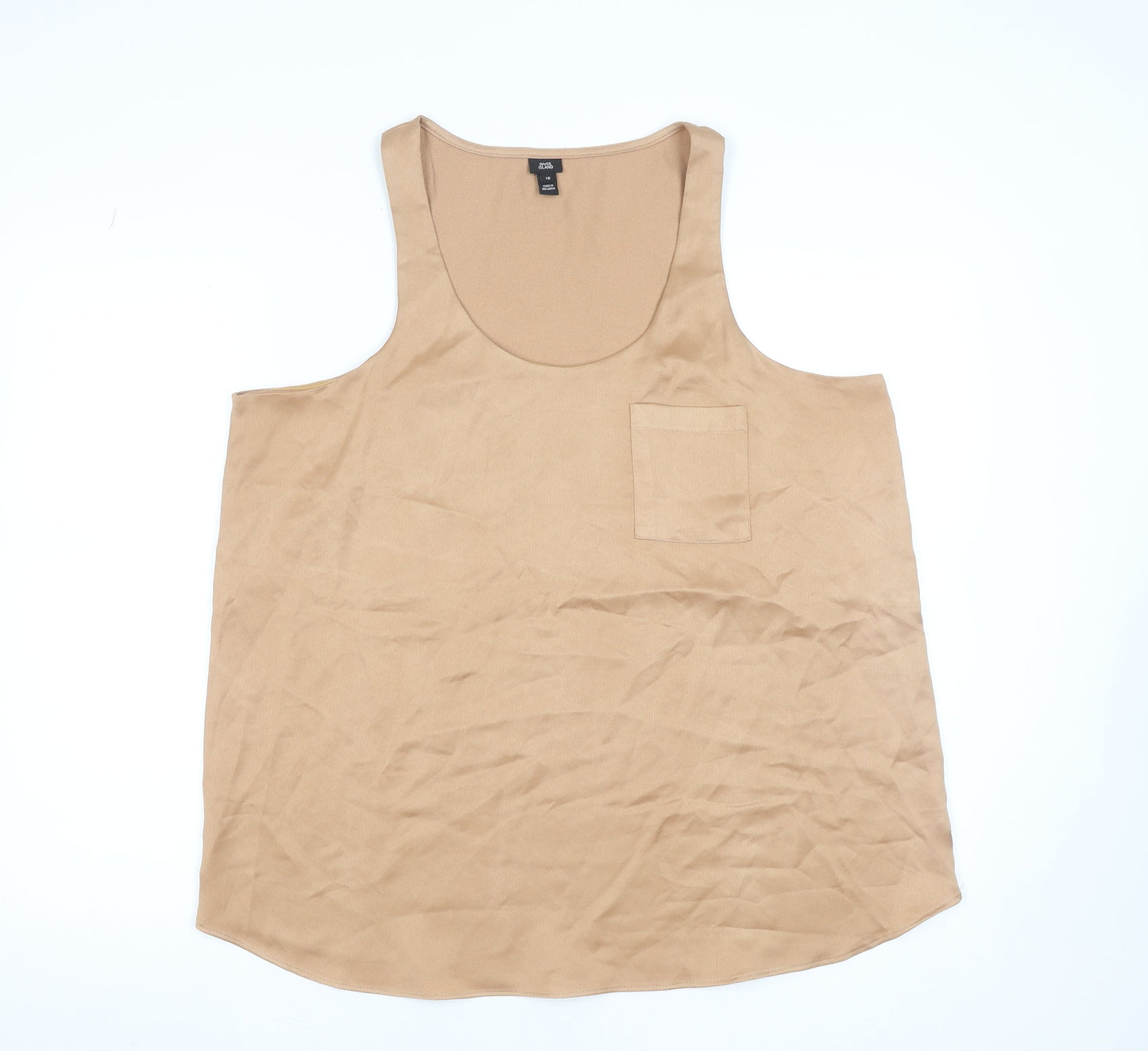 River Island Women’s Beige Polyester Sleeveless Tank Top UK 16