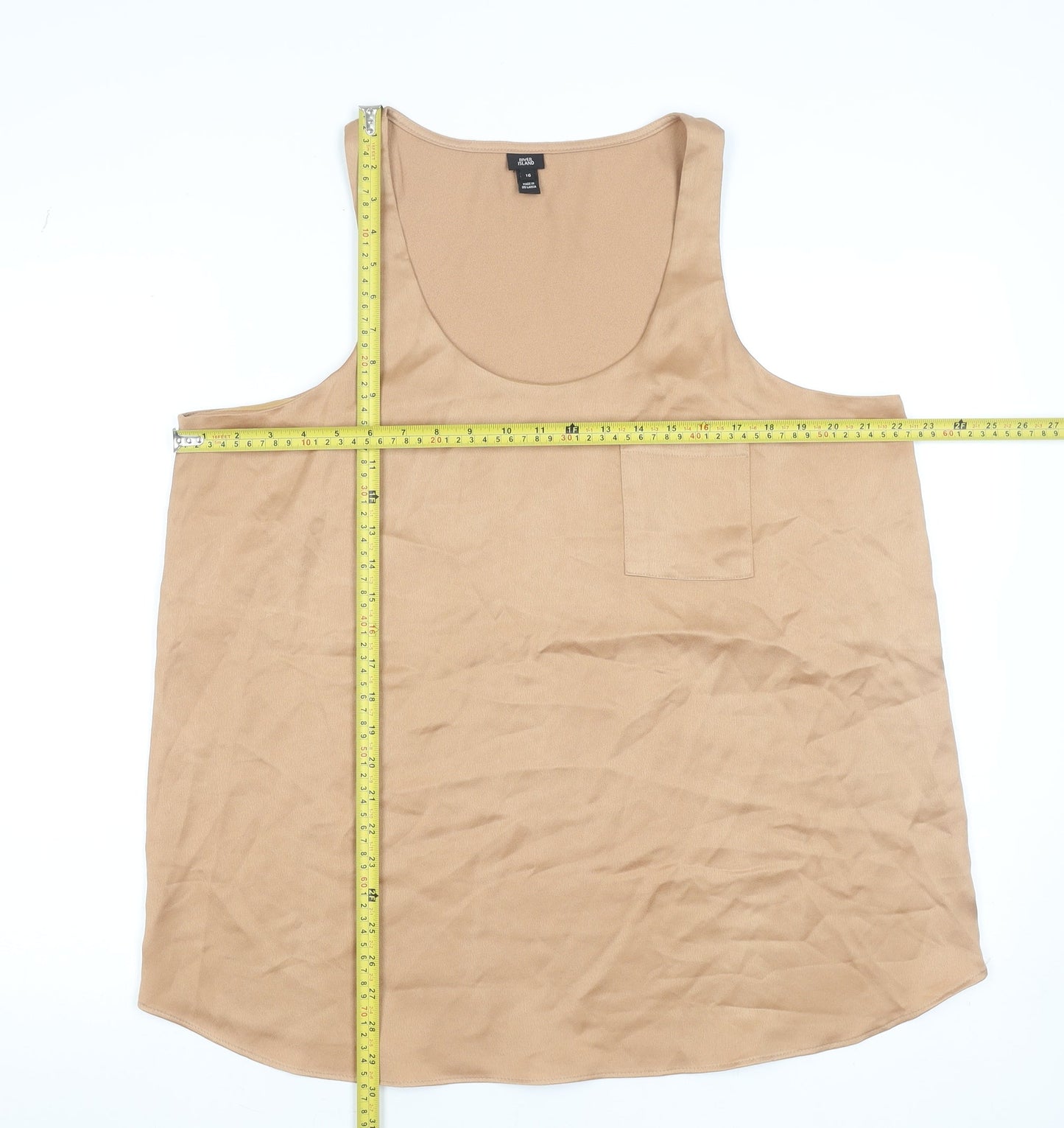 River Island Women’s Beige Polyester Sleeveless Tank Top UK 16