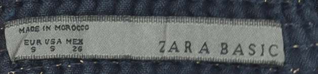 Zara Basic Women Navy Blue Linen Tiered Mini Skirt Size S