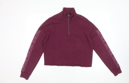 Gilly Hicks by Hollister Womens Burgundy 1/2 Zip Logo Sweatshirt M