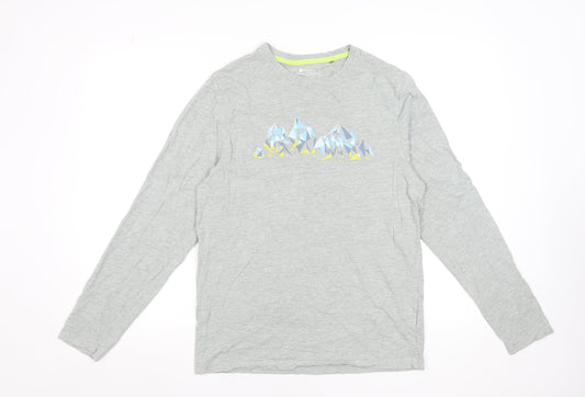 Mountain Warehouse Men's Grey Long Sleeve Outdoor Graphic T-Shirt M