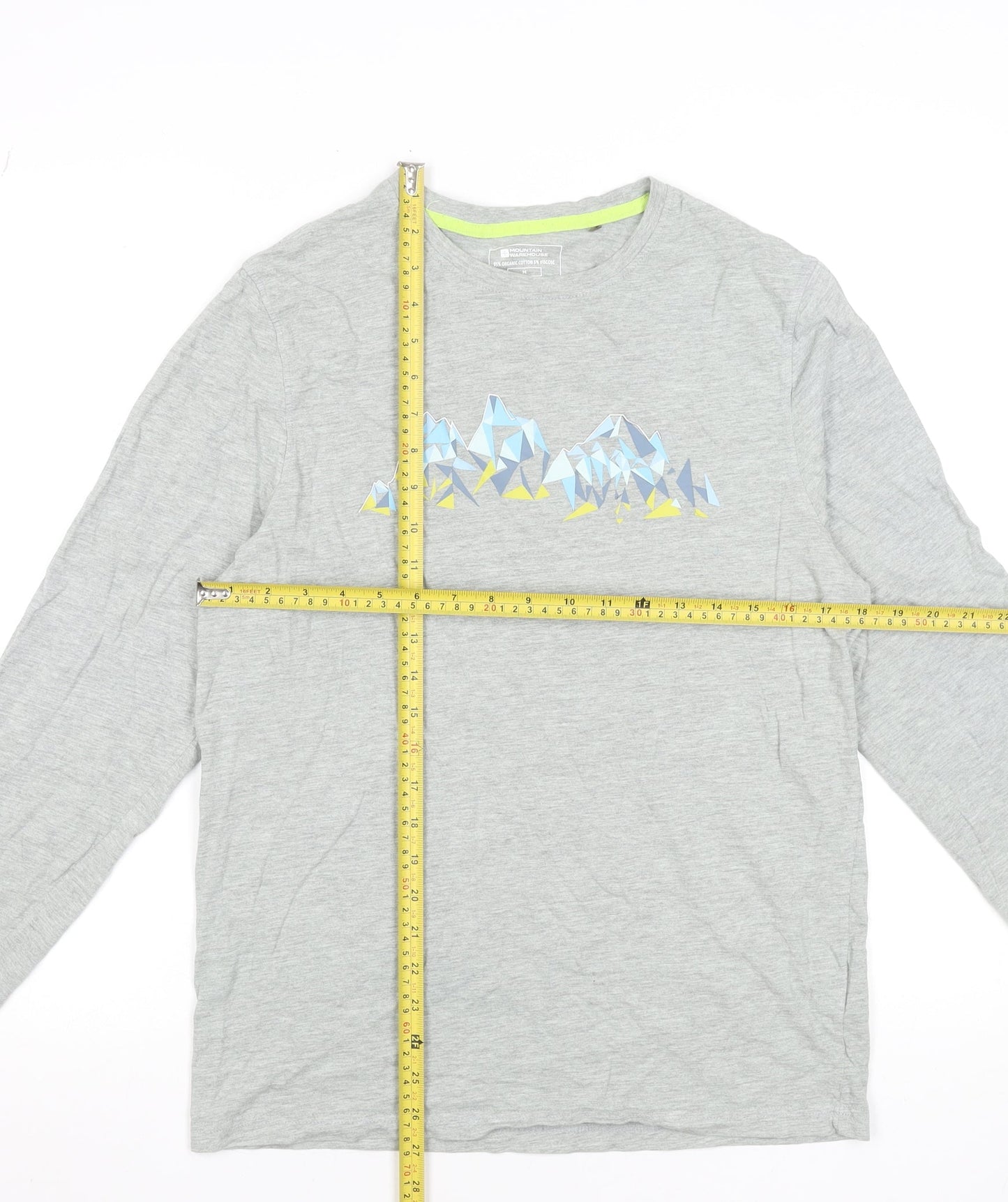 Mountain Warehouse Men's Grey Long Sleeve Outdoor Graphic T-Shirt M