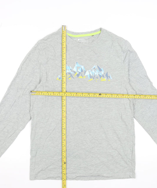 Mountain Warehouse Men's Grey Long Sleeve Outdoor Graphic T-Shirt M