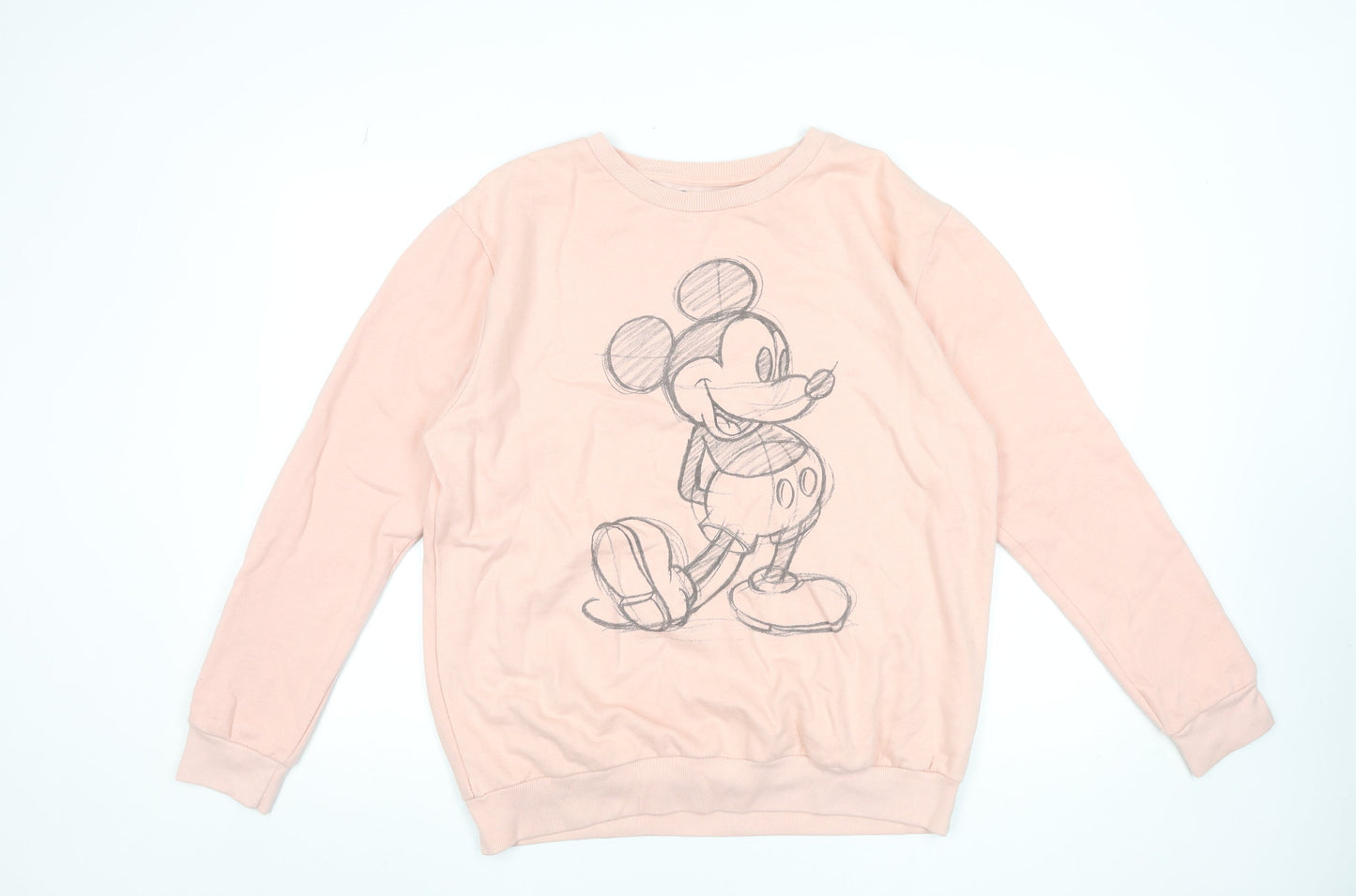 Disney Women Pink Mickey Mouse Graphic Sweatshirt Size 14 XL Cotton Blend