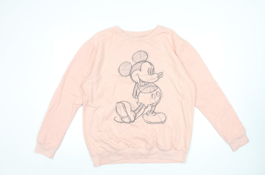 Disney Women Pink Mickey Mouse Graphic Sweatshirt Size 14 XL Cotton Blend