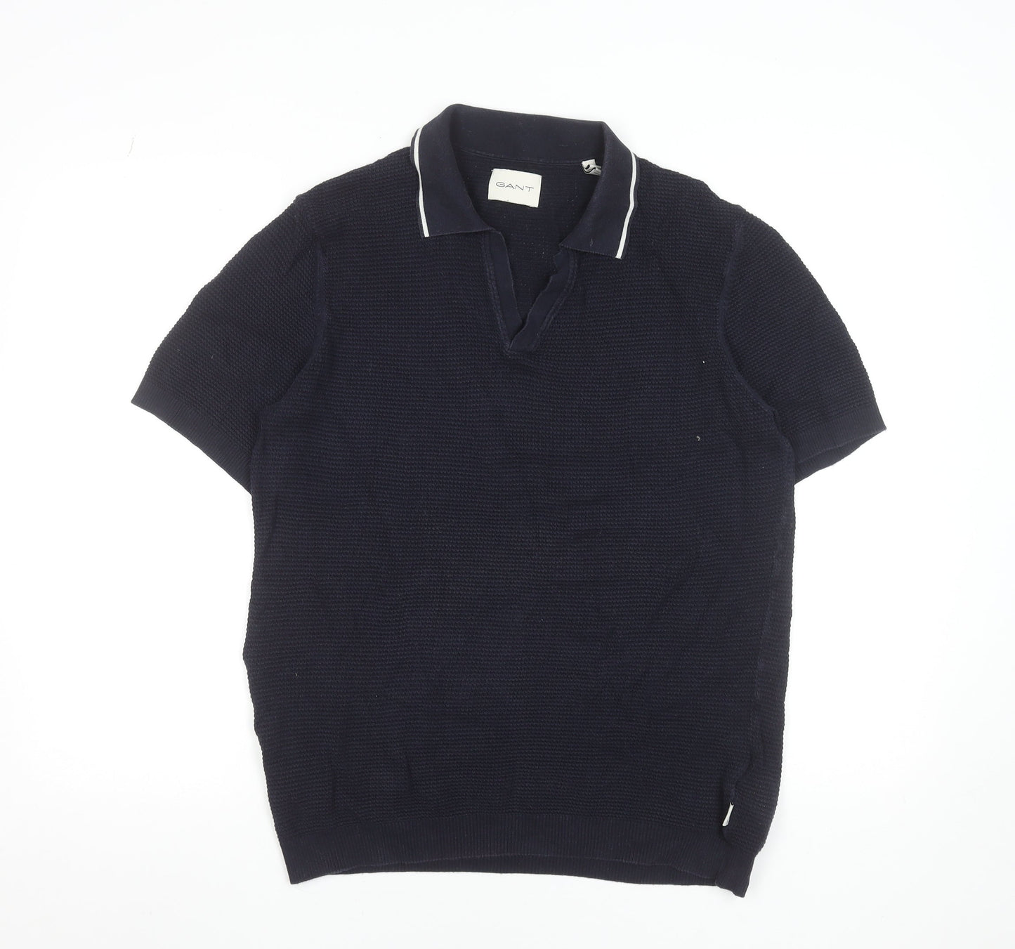 GANT Men's Blue Organic Cotton Short Sleeve Polo Shirt M