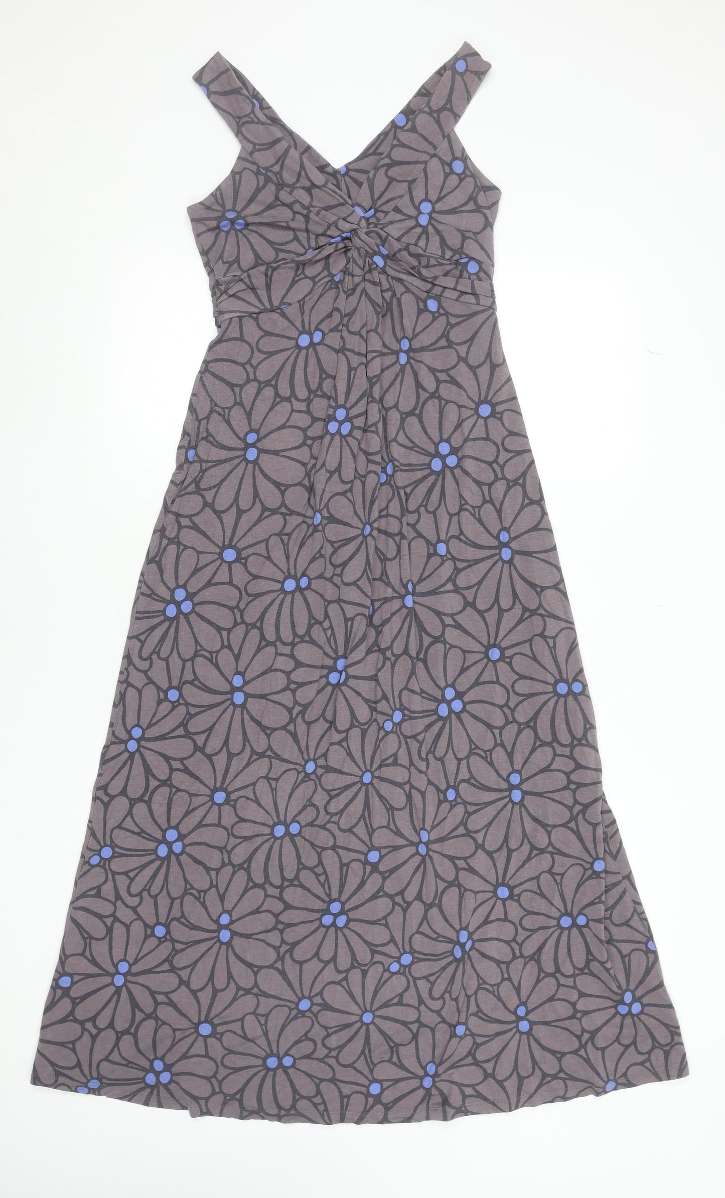 Boden Women’s Grey Floral Sleeveless A-Line Midi Dress Size 10