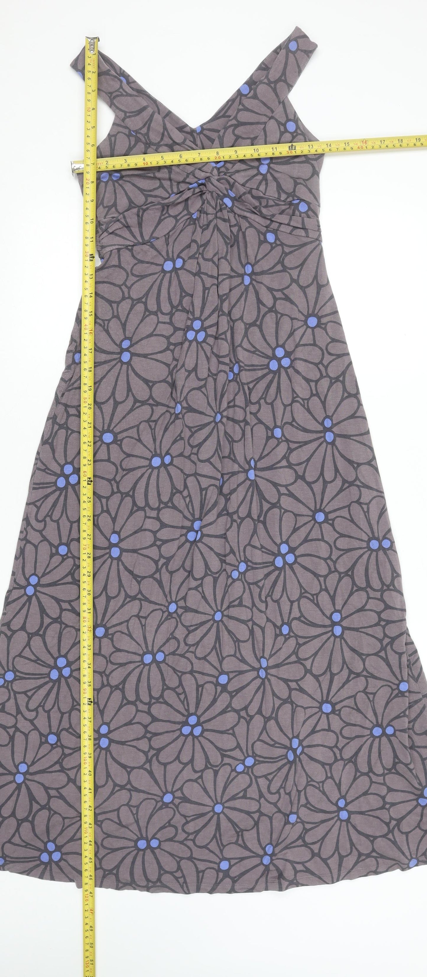 Boden Women’s Grey Floral Sleeveless A-Line Midi Dress Size 10