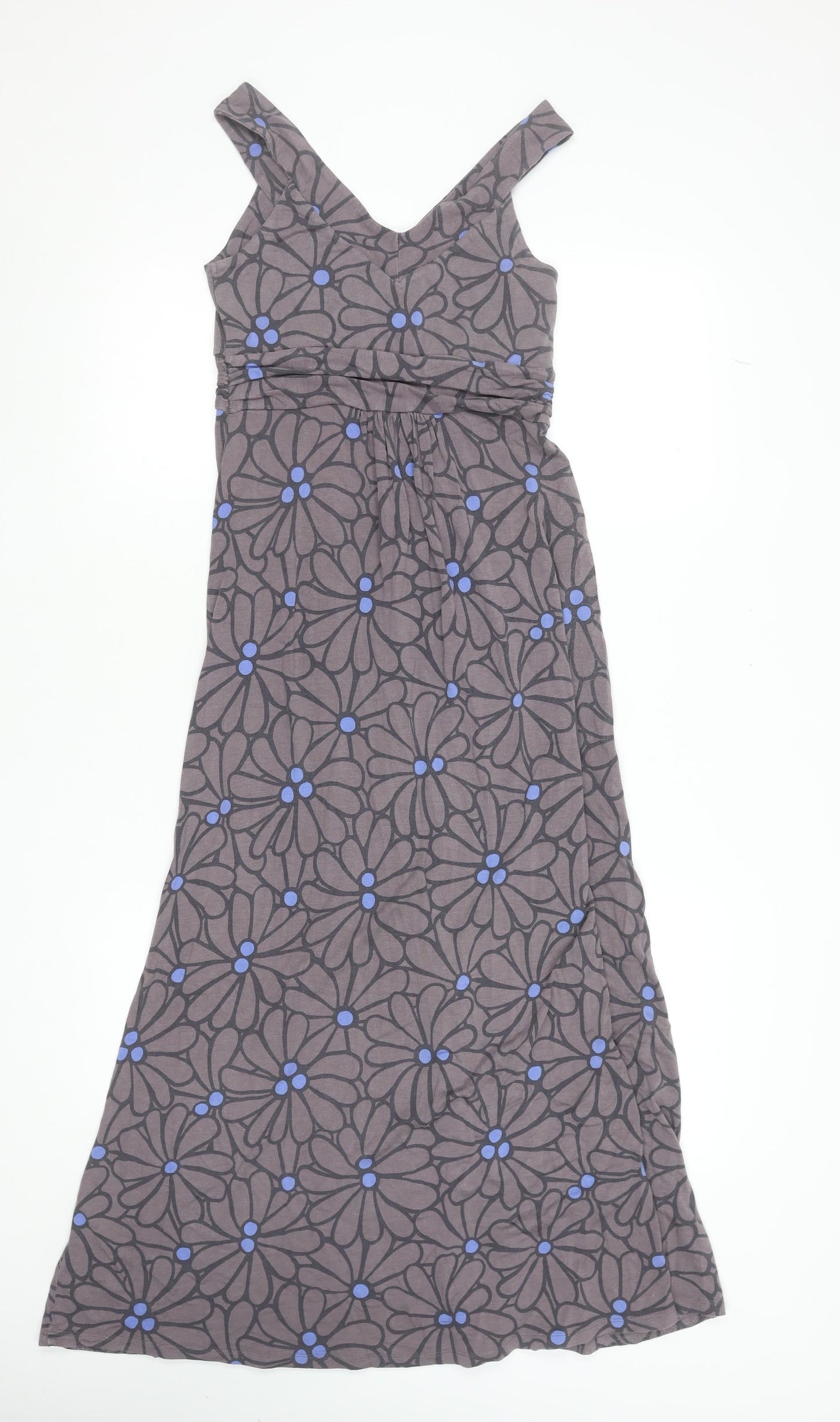 Boden Women’s Grey Floral Sleeveless A-Line Midi Dress Size 10