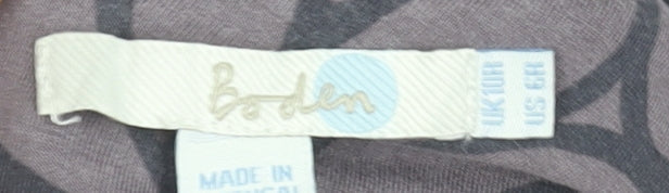 Boden Women’s Grey Floral Sleeveless A-Line Midi Dress Size 10