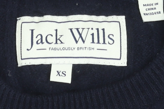 Jack Wills Mens Blue XS Cable Knit Wool Crew Neck Jumper