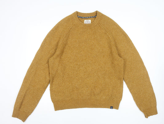 Fat Face Men's Brown Chunky Knit Crew Neck Wool Blend Jumper Size L