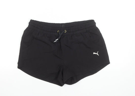 Puma Women Black Size 16 UK Athletic Shorts Polyester Drawstring