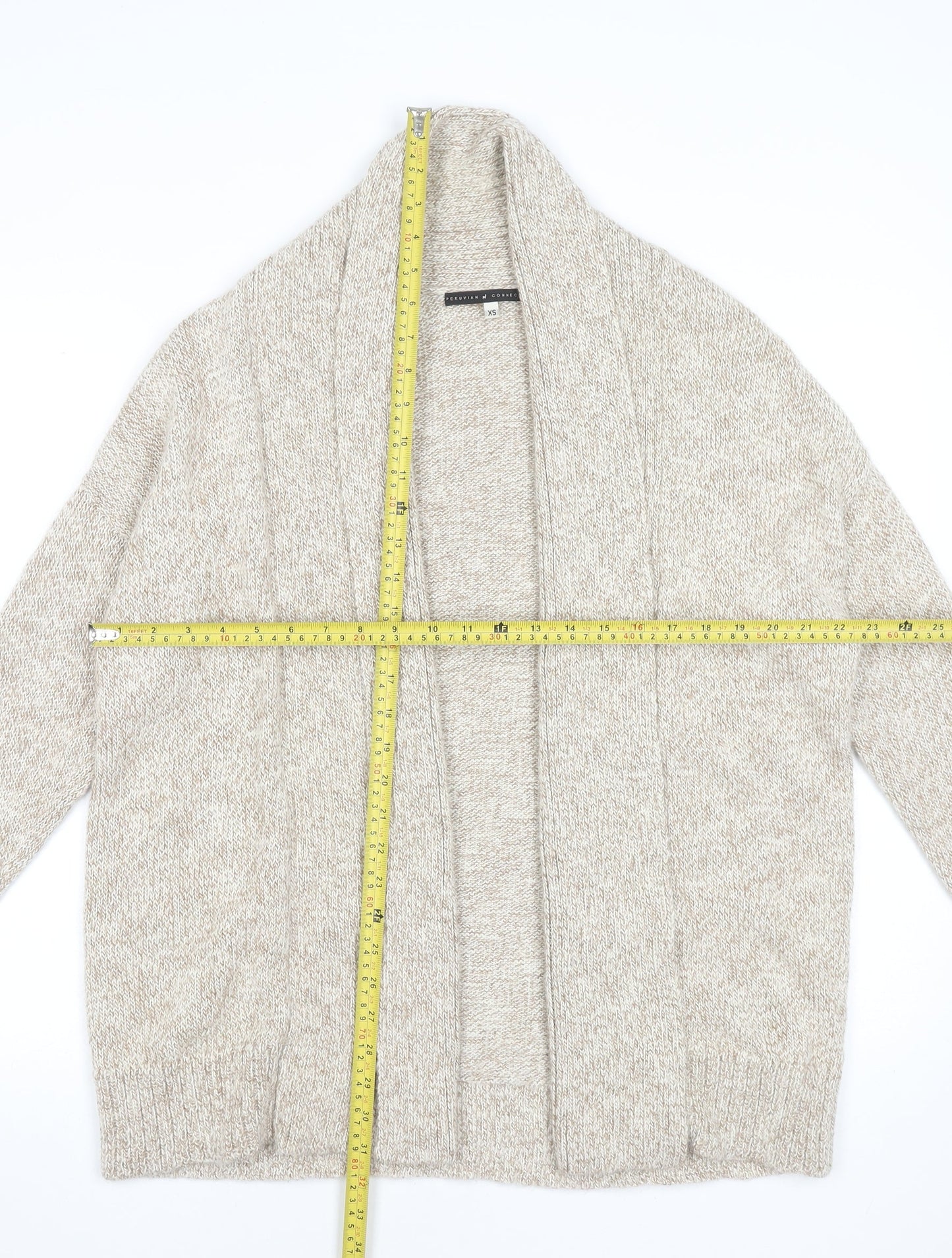 Peruvian Connection Women's Beige Alpaca Knit Cardigan XS