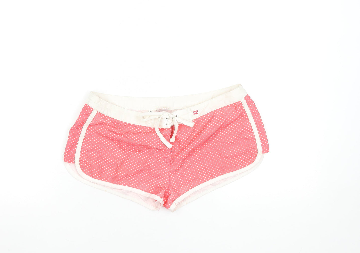 Billabong Womens Pink Polka Dot Biker Activewear Shorts XS
