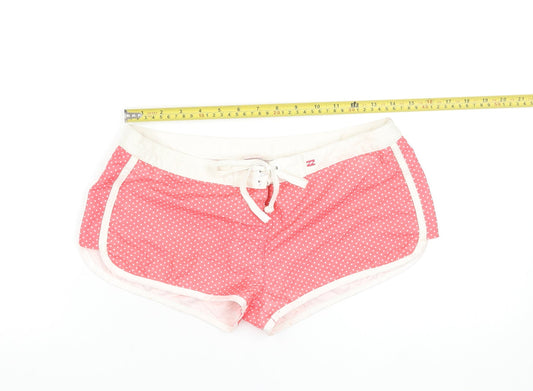 Billabong Womens Pink Polka Dot Biker Activewear Shorts XS