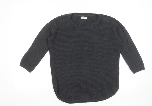 Fat Face Womens Grey Cotton Knit Crew Neck Jumper Size 8