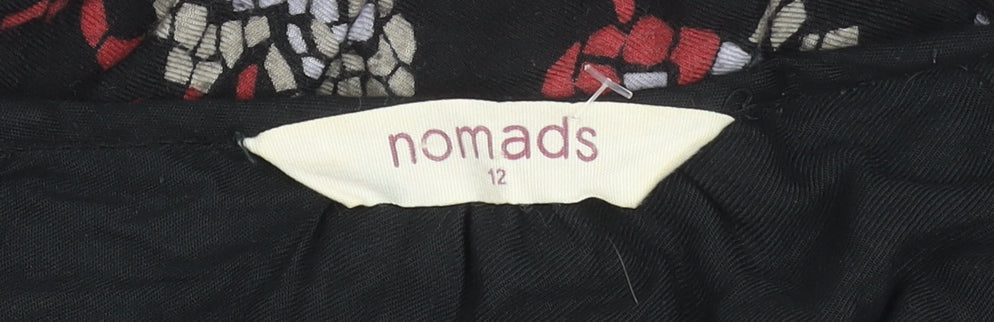 Nomads Women Black Floral Bohemian Viscose Shift Dress Size 12