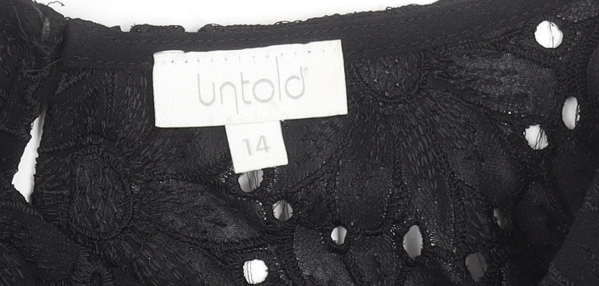 Untold Women’s Black Sleeveless Floral Embroidered Shift Dress Size 14