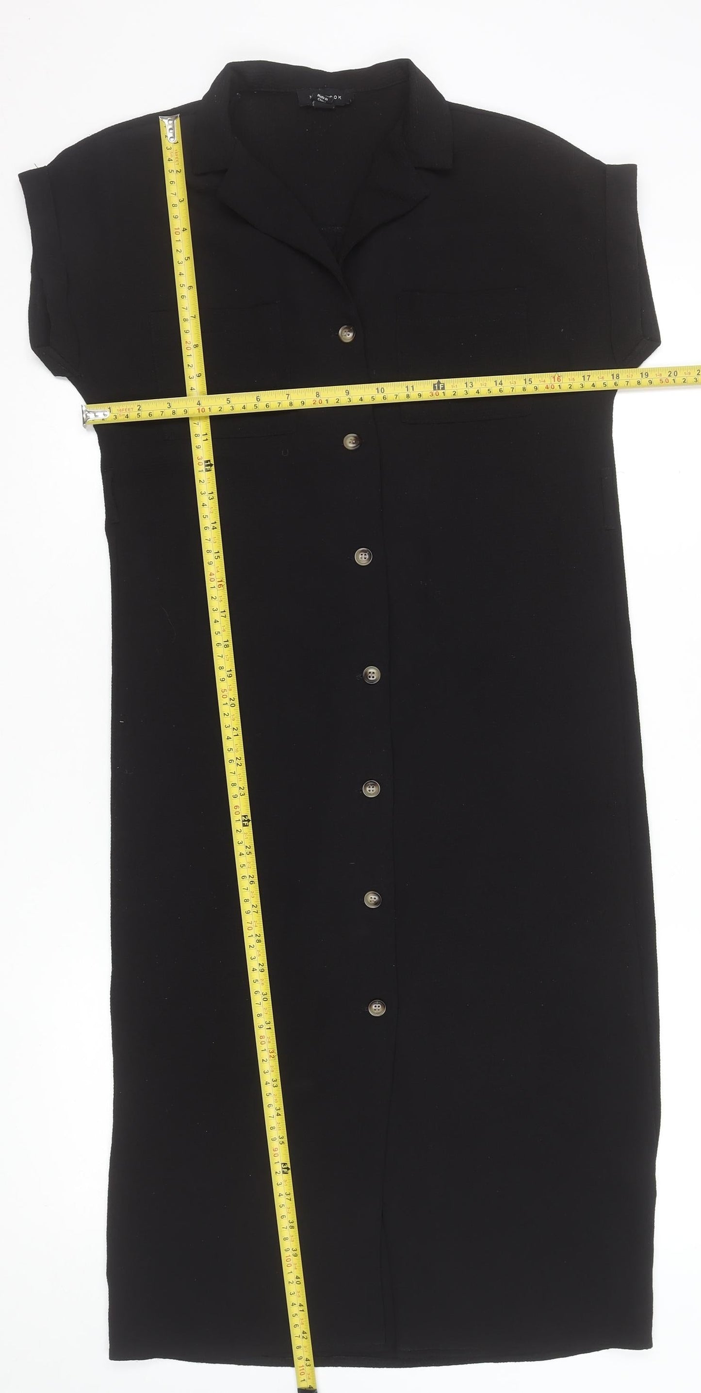 New Look Women’s Black Size 6 Midi Shirt Dress Short Sleeve Collared