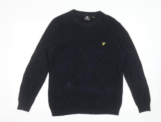 Lyle & Scott Men's Black Waffle Knit Cotton Jumper Size L