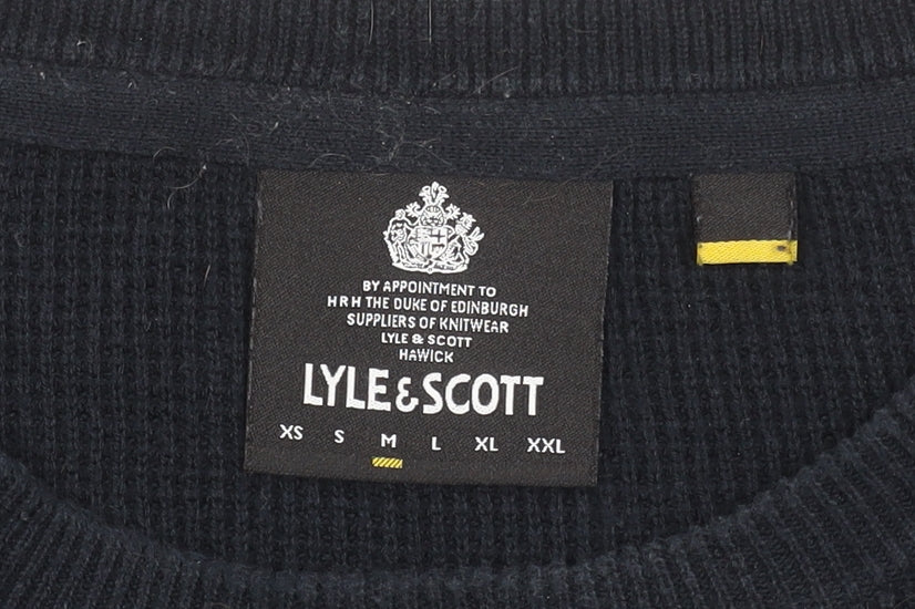 Lyle & Scott Men's Black Waffle Knit Cotton Jumper Size L