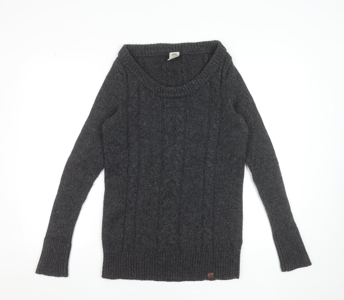 Timberland Women's Grey 100% Merino Wool Cable Knit Jumper S