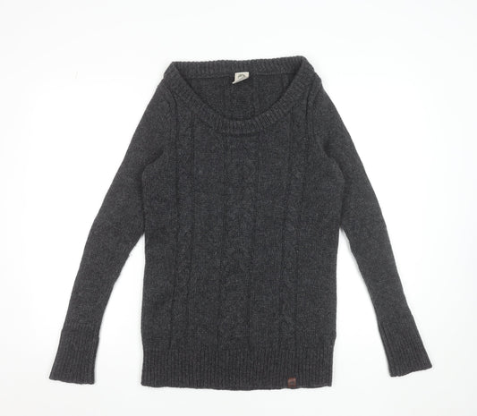 Timberland Women's Grey 100% Merino Wool Cable Knit Jumper S