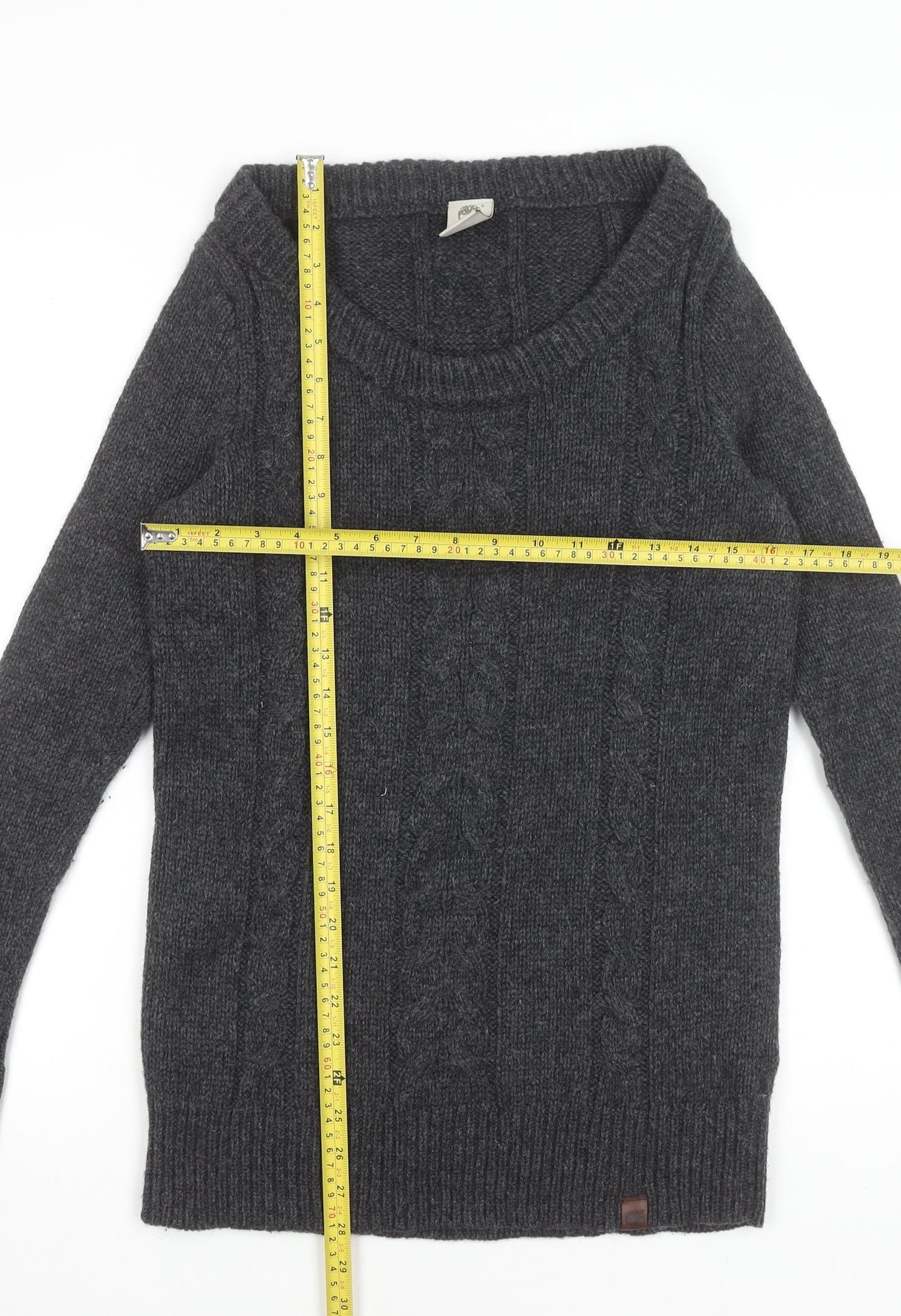 Timberland Women's Grey 100% Merino Wool Cable Knit Jumper S