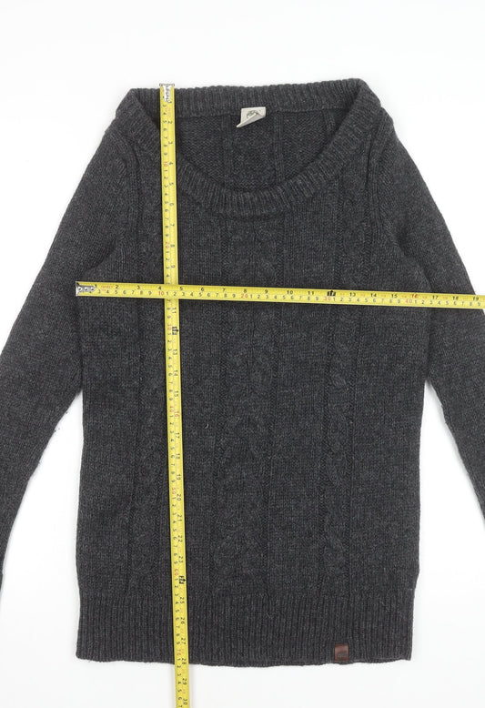 Timberland Women's Grey 100% Merino Wool Cable Knit Jumper S