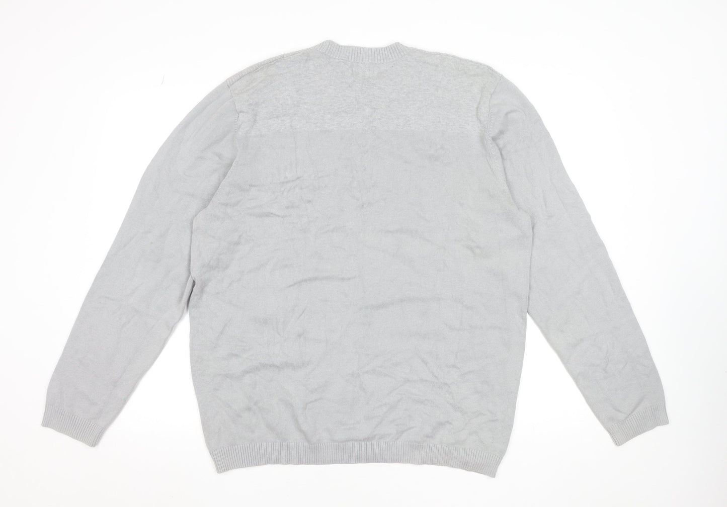 Adidas Men’s Grey Cotton Knit Crew Neck Pullover Jumper Size L