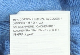 Superdry Men's Blue V-Neck Cotton Cashmere Jumper Size S