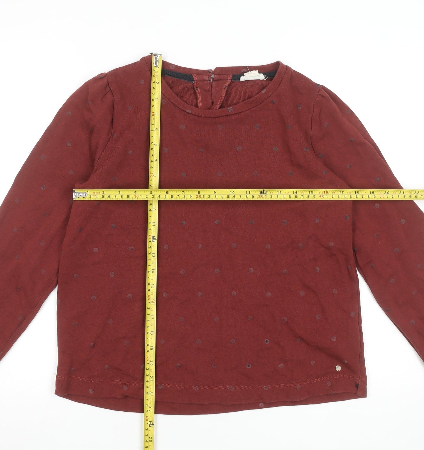 Fat Face Womens Red Polka Dot Long Sleeve Pullover Sweatshirt Size 10