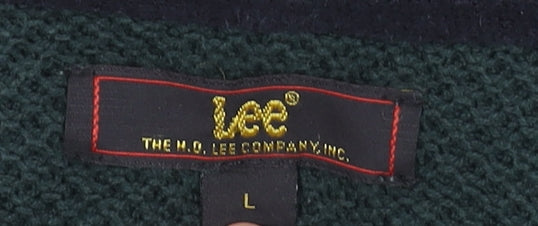 Lee Men’s Green Waffle-Knit Cotton Crew Neck Jumper L