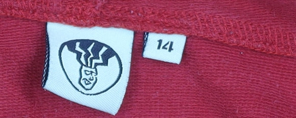 Fat Face Women's Red Cotton Elastane Hooded Sweatshirt Size 14