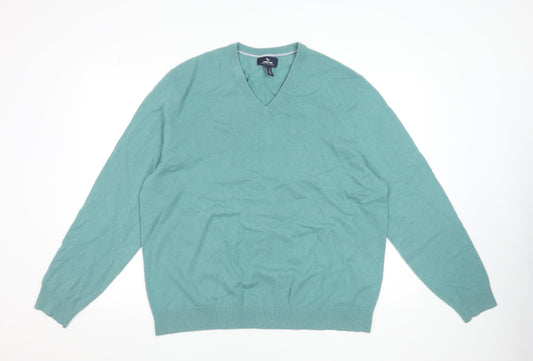 Lands' End Men's Green XL Cashmere V-Neck Jumper