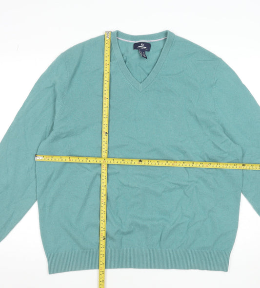 Lands' End Men's Green XL Cashmere V-Neck Jumper