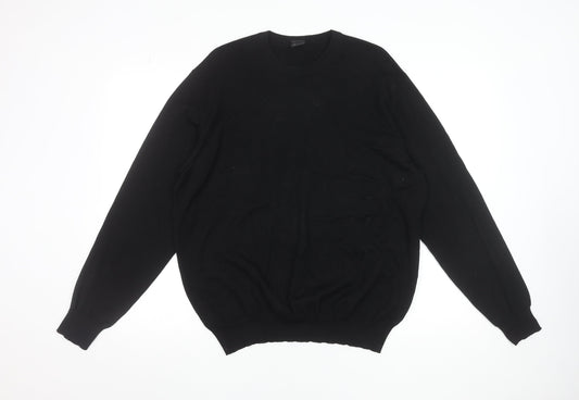 Hugo Boss Men's Black Virgin Wool Crew Neck Jumper Size L