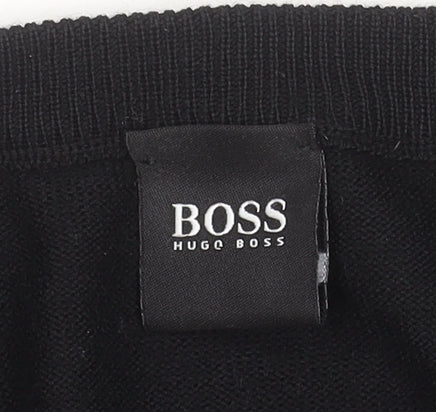 Hugo Boss Men's Black Virgin Wool Crew Neck Jumper Size L