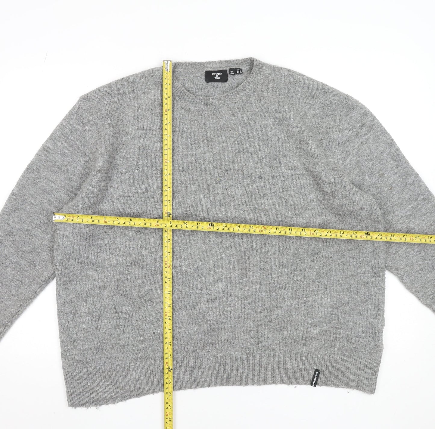 Superdry Women’s Grey Wool Blend Crew Neck Jumper Size 14