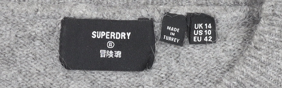 Superdry Women’s Grey Wool Blend Crew Neck Jumper Size 14