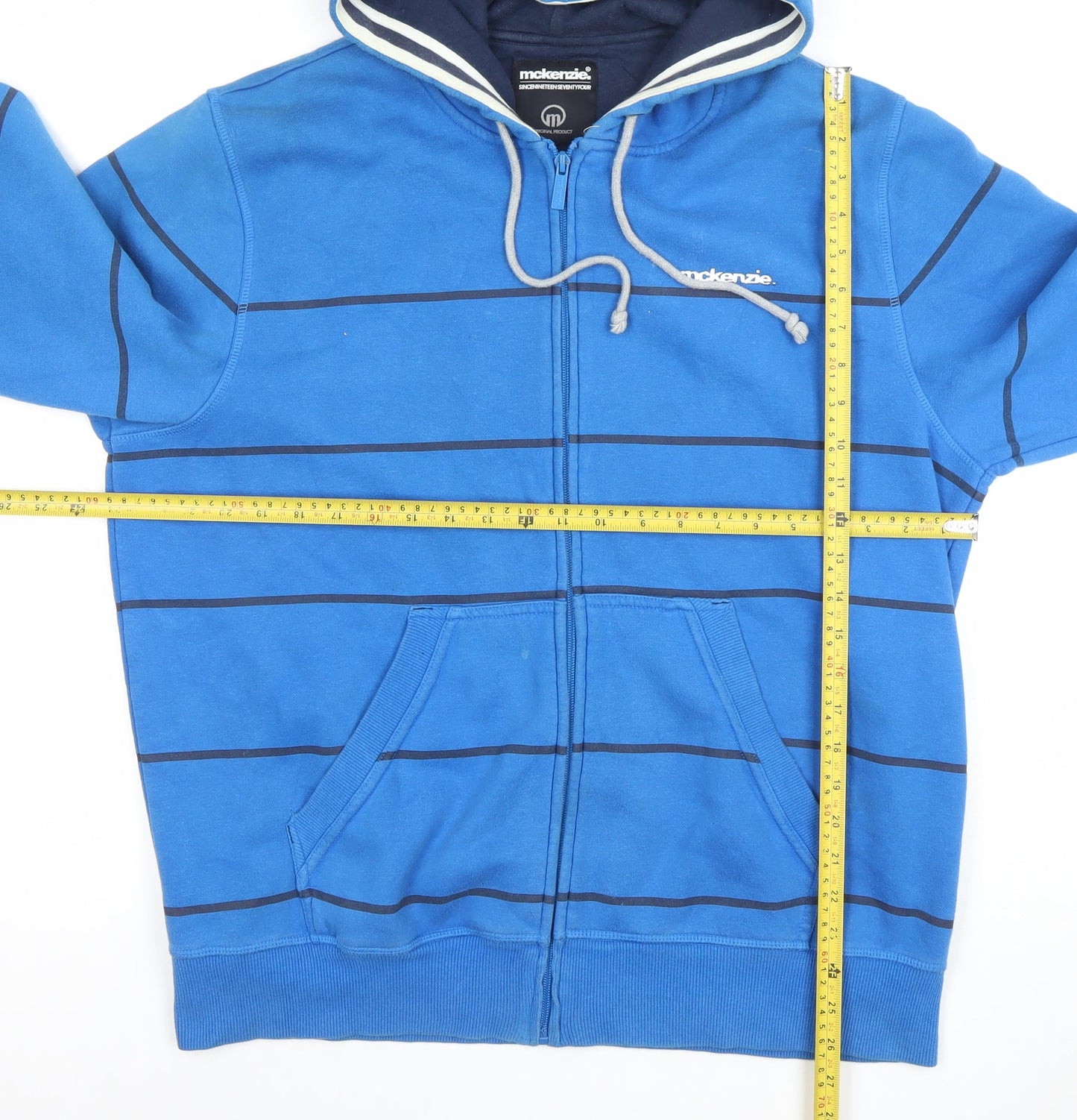 McKenzie Men's Blue Striped Full Zip Hoodie XL