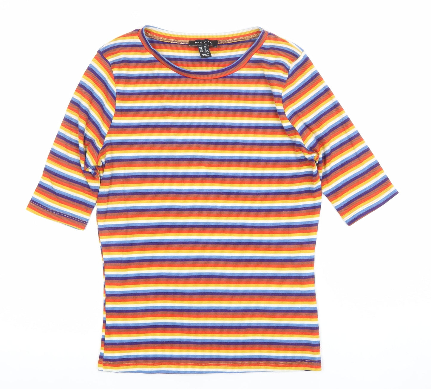 New Look Women’s Multicoloured Striped Crew Neck T-Shirt Size 14