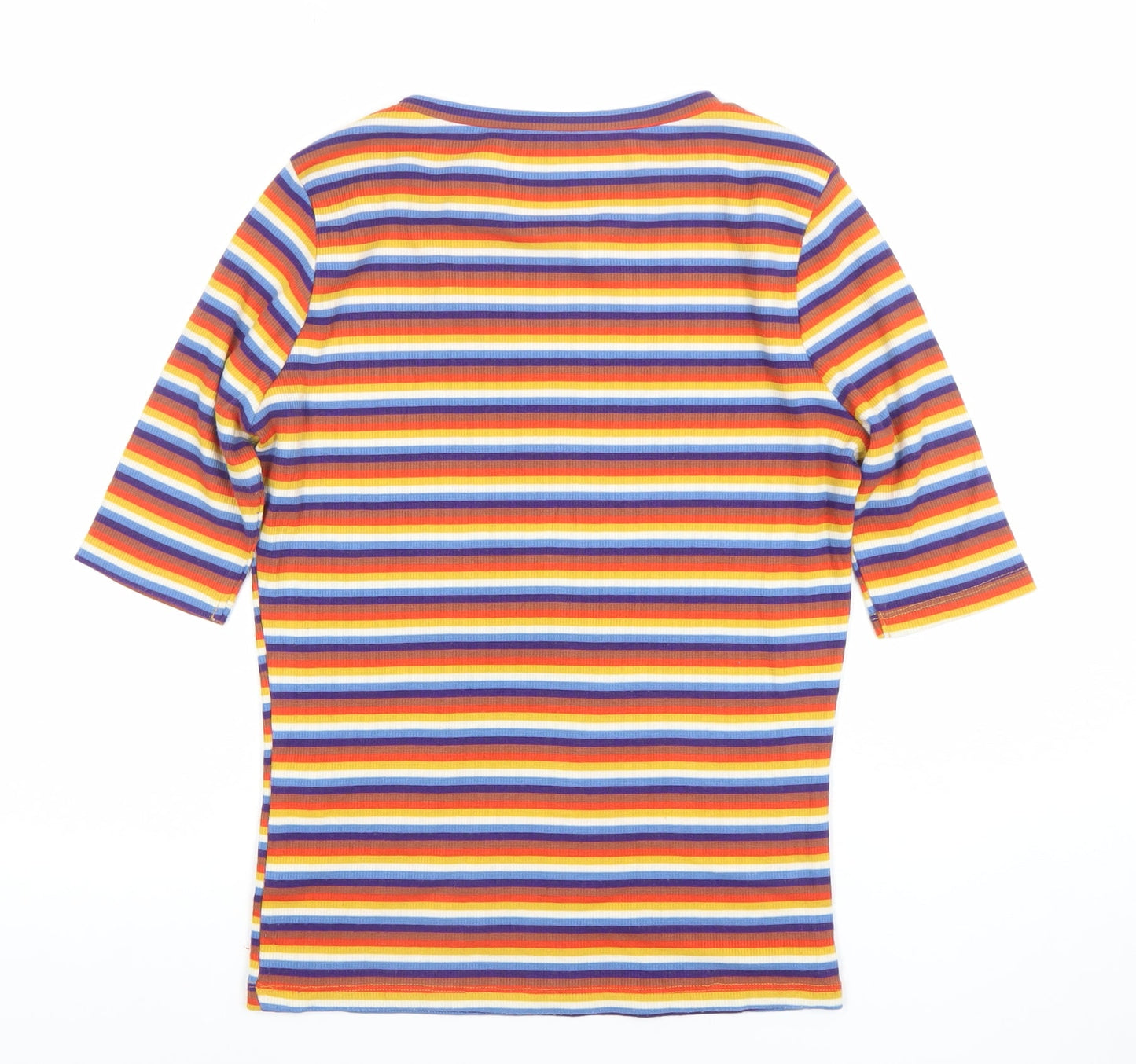 New Look Women’s Multicoloured Striped Crew Neck T-Shirt Size 14