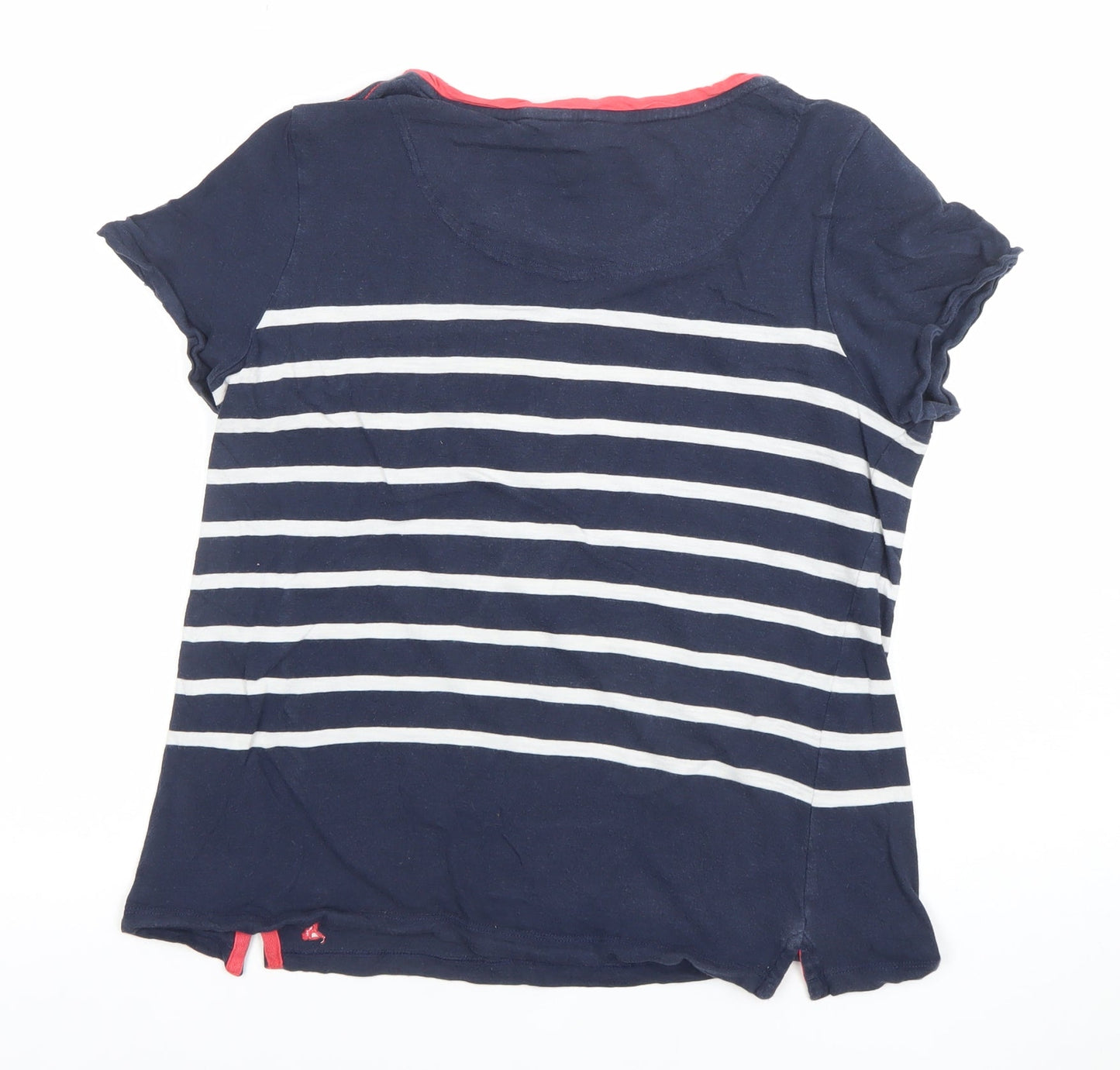 Joules Womens Blue Striped Cotton T-Shirt UK 10 Nautical Short Sleeve